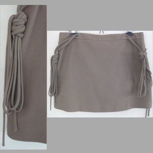Brown mini skirt 12 BCBG MaxAzria Collection Cotton Rope trim Taupe Lined Short
